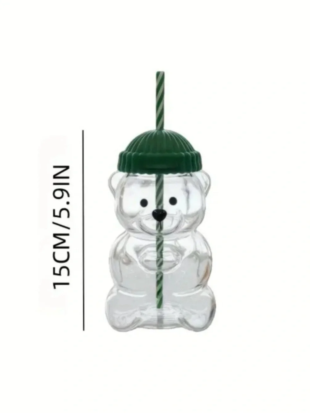 Starbucks Inspired Bear Tumbler with Green Ribbed Lid